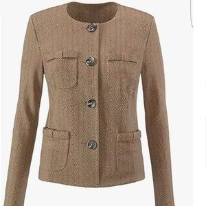 CAbi Brown Herringbone Suit Jacket